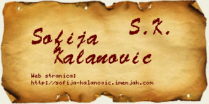 Sofija Kalanović vizit kartica